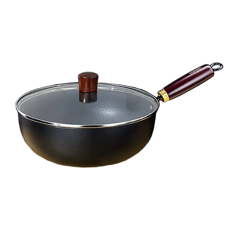SSN Small Cast Iron Pan Uncoated Deep Frying Pan for 2-3 People 26cm Induction Gas Stove Cooking Pan
