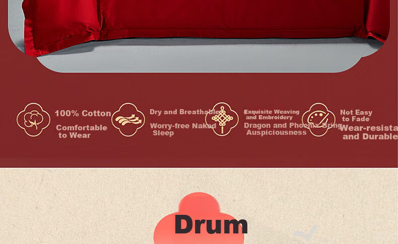 Bailisi Shuixing Jiafang Wedding Bedding Set, Four-Piece, Pure Cotton Embroidered Wedding Room Set, Bright Red Bed Sheet And Duvet Cover 4