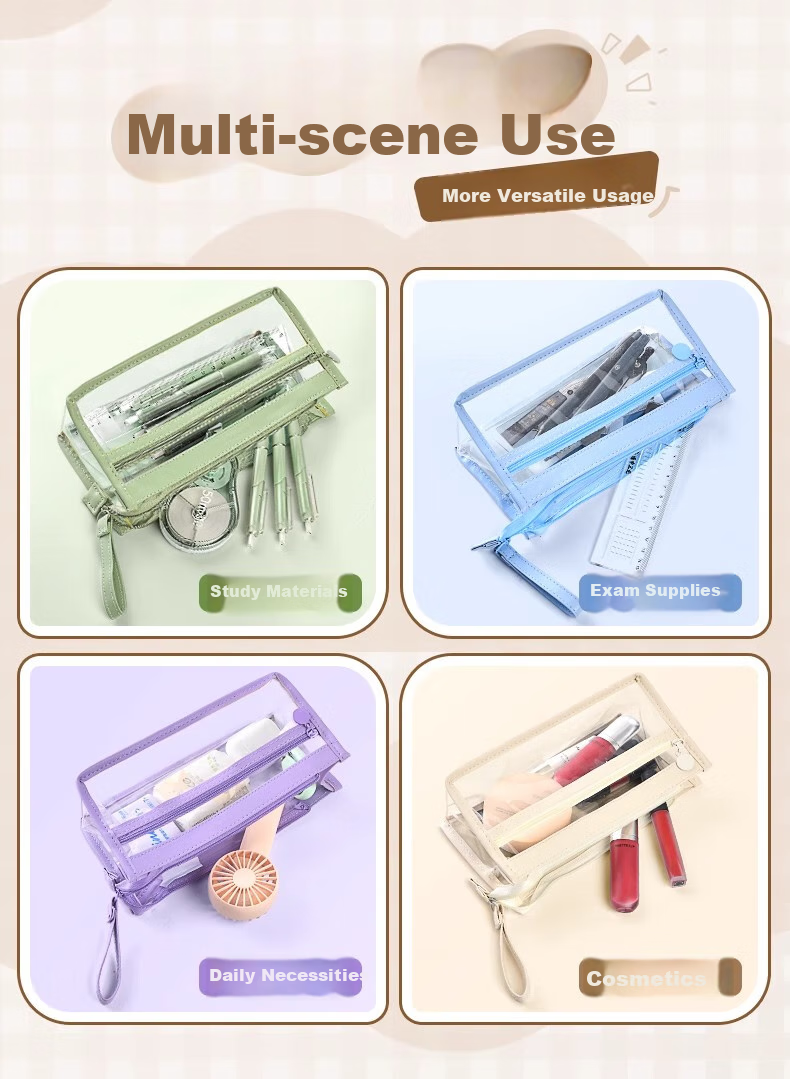 Shuxing Three-Layer Transparent Pencil Case, Exam-Specific Large Capacity, High School Entrance Exam Stationery Bag, Aesthetically Pleasing Simple Pencil Box, for Girls And Boys in Primary And Secondary Schools 2