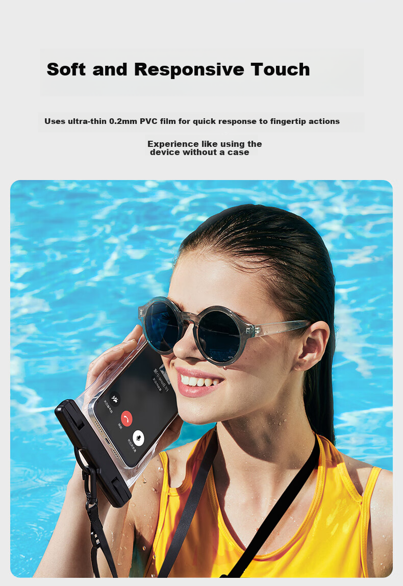 ESR Waterproof Phone Case, Touchscreen Compatible, for Swimming, Rafting, Diving, Delivery Riders, Large Size with Camera, Braided Lanyard, Neck Strap, Dustproof, Rainproof Protective Cover for Hot Springs 8