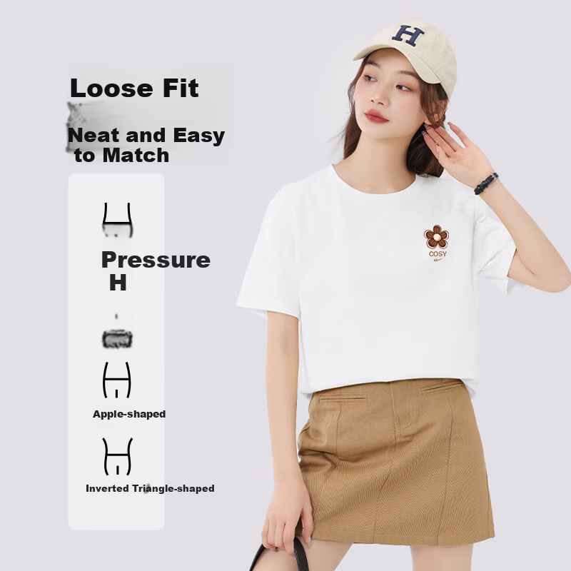 Warrior Loose Fit Short Sleeve Cotton T-shirt Women's 2025 Summer Fashion Simple Casual All-match Skin-friendly Breathable Top