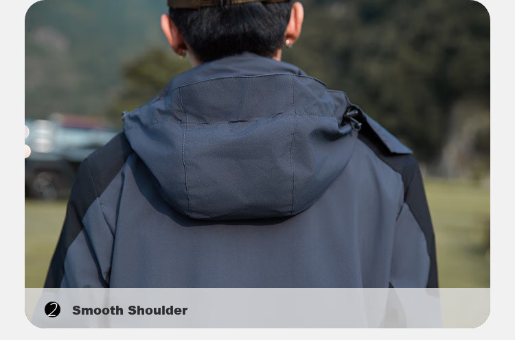 Mianzhi Men's and Women's 3-in-1 Windproof Outdoor Softshell Fleece Jacket Two-Piece Set Gray Black XL 14
