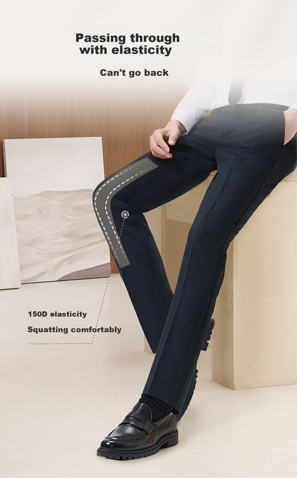 Hodo Wrinkle-Free Dress Pants for Men, Business Formal Wear, Draping Straight-Leg Professional Suit Trousers 7