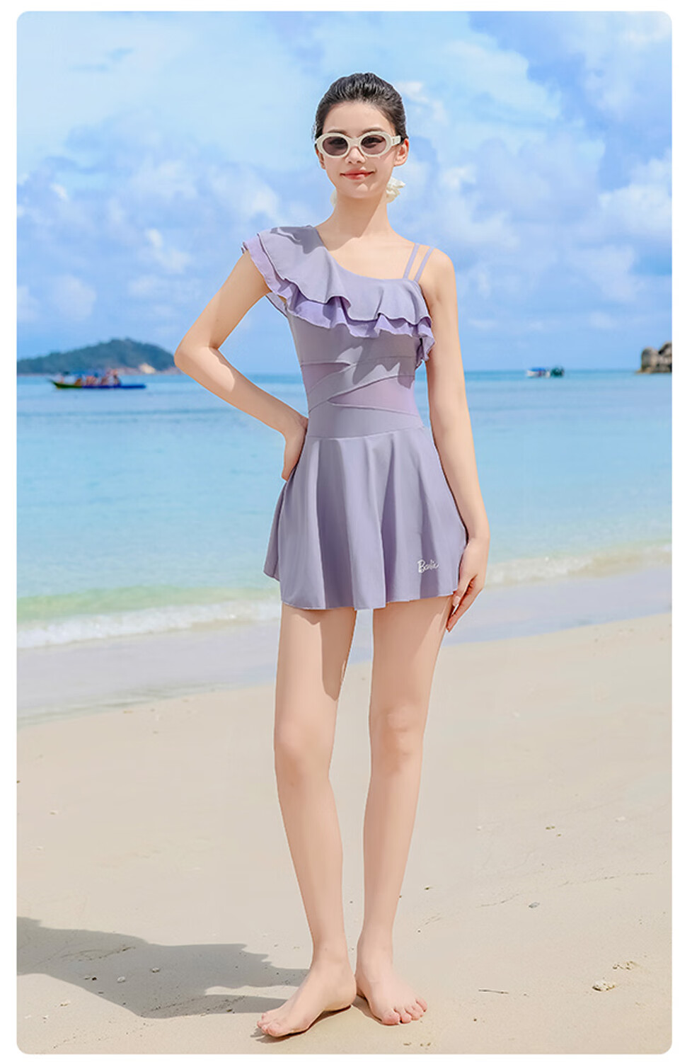 Barbie One-Piece Dress-Style Strap Swimsuit for Women, Adult Sexy Plus Size Slimming Beach Vacation Surfing Swimwear 8