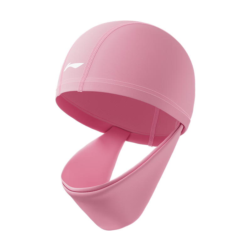 LI-NING Unisex Long Hair Comfortable Fabric Swim Cap Fashion Ear Protection Non-Tight Non-Sticky Hair Swim Cap 6013 Pink
