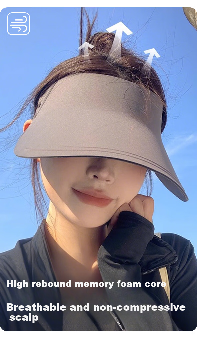 FitonTon Sun Protection Hat for Women, Summer Outdoor Cycling UV-Resistant Sun Hat, Large Brim Visorless Cap for Women, Seamless Cool Hat 5