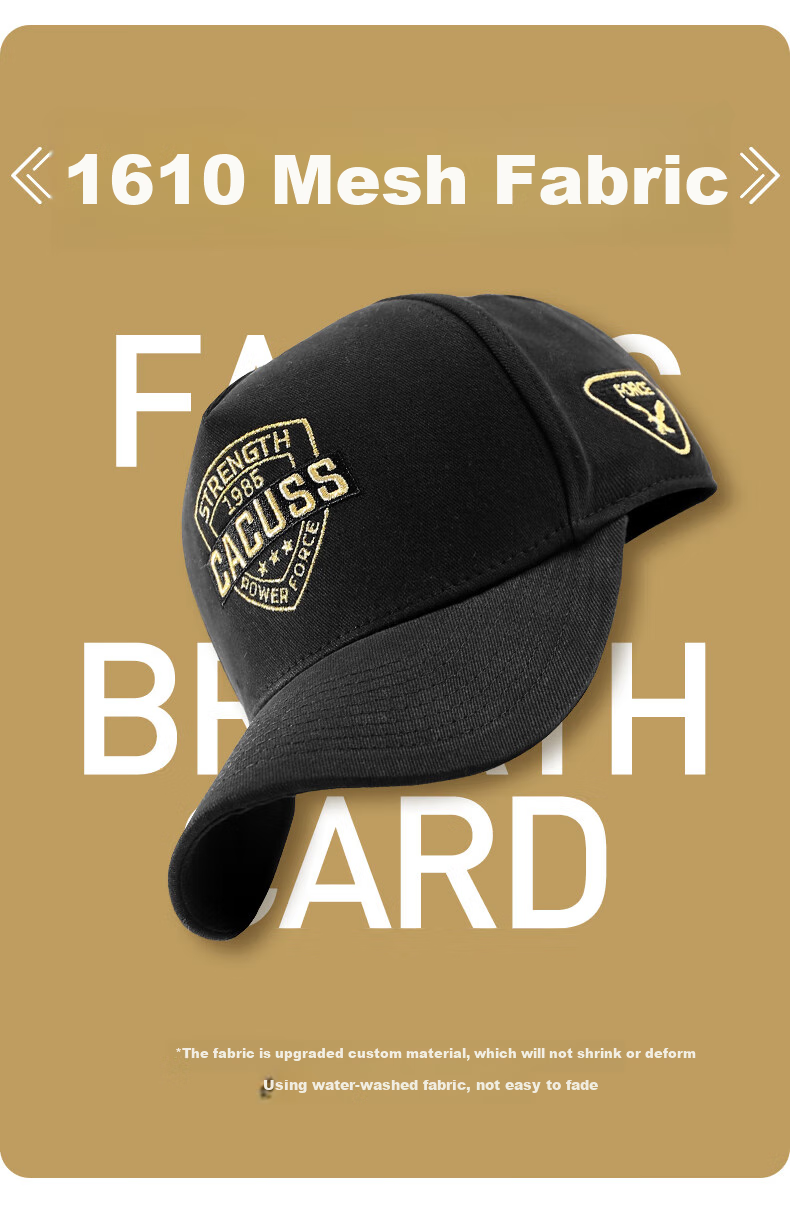 CACUSS Baseball Cap for Men, All-Season Style, Visor Hat, Sun Hat, High Crown, Large Head Circumference, Outdoor Sports Cap for Men, Black And Gold Medium 5