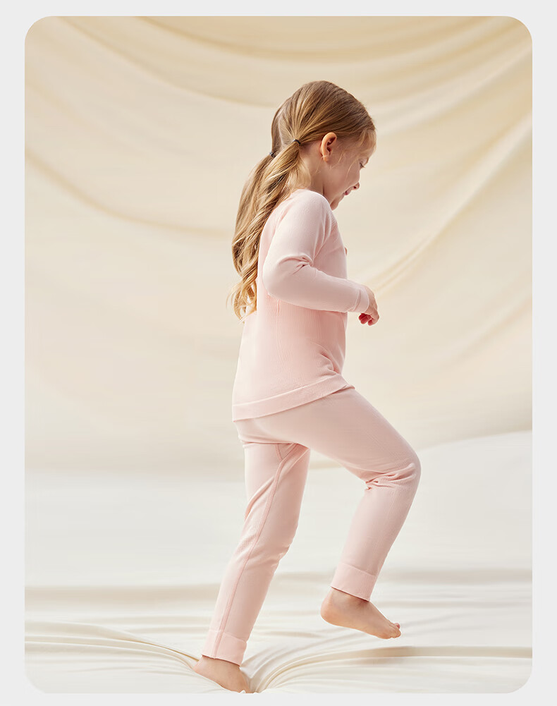 Babycare Camellia Children's Homewear Autumn Winter Pajamas One-piece Knit Underwear Set Shell White 100 6