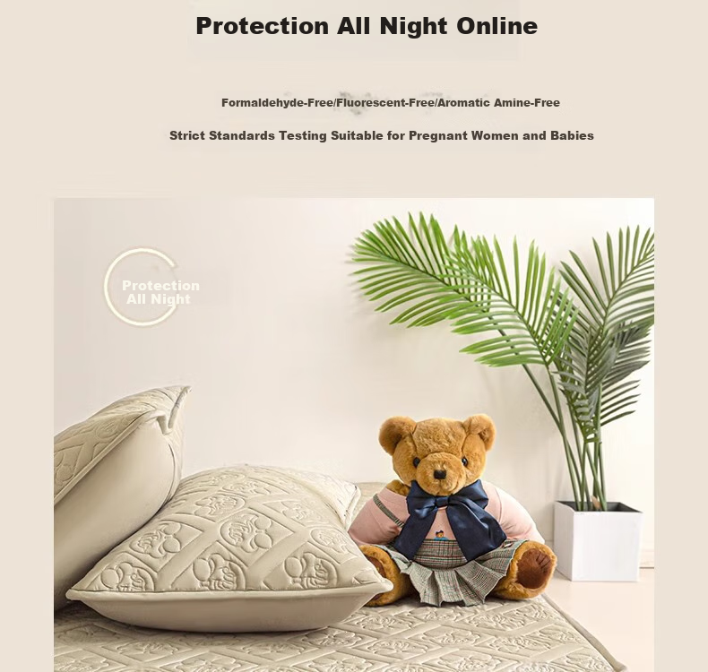 Teenie Weenie Class A Pure Cotton Quilted Fitted Sheet Double Bed Mattress Protector Cover for 2m X 2.2m Bed 6