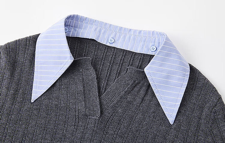 Demana【Contains Wool】Spring Autumn Smart Sensing Book Style Colorblock Stripe Spliced Lapel Knit Sweater Women Top 3