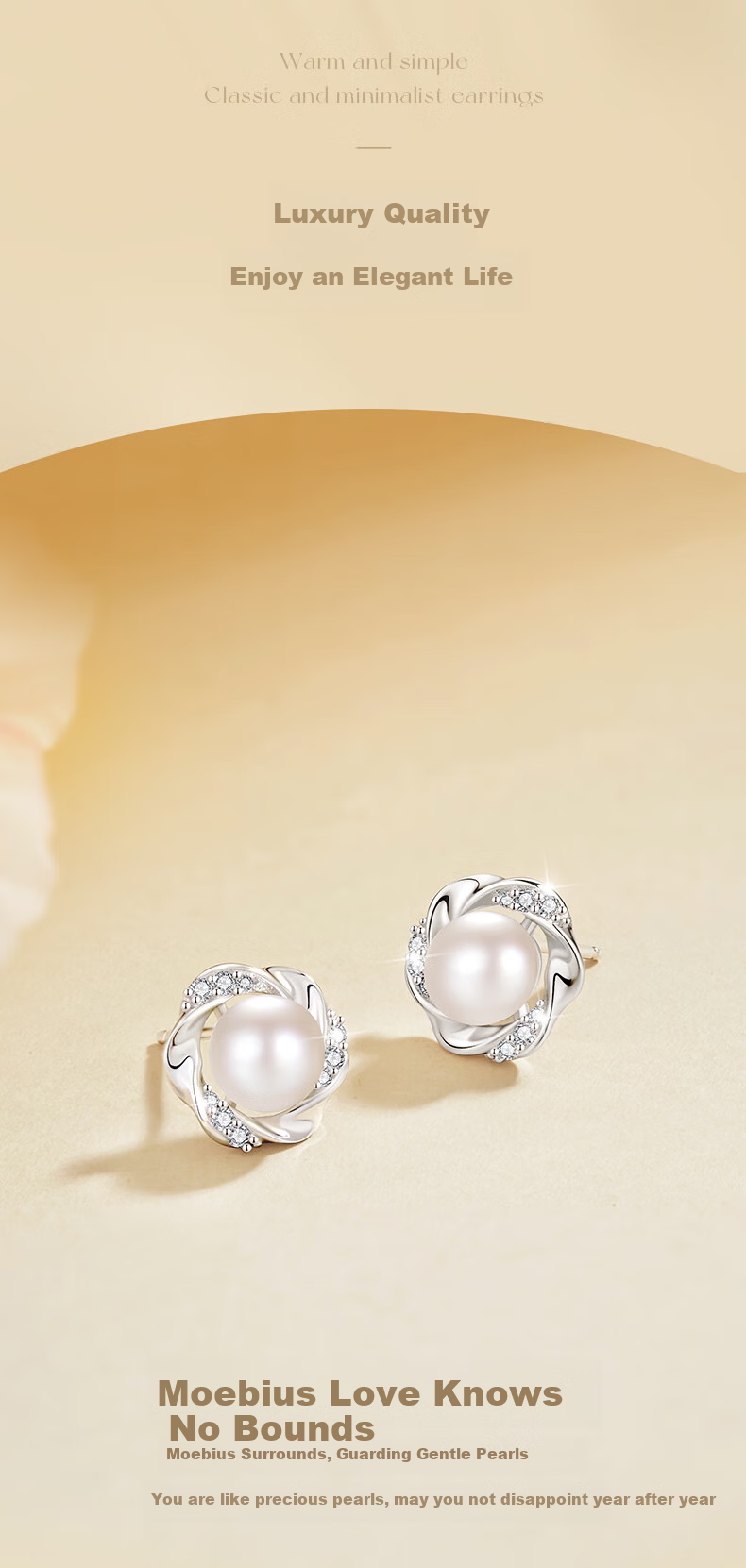 GLTEN Mobius Pearl Silver Stud Earrings for Women, Luxury New Style Birthday Gift for Girlfriend Or Wife on May 20 4