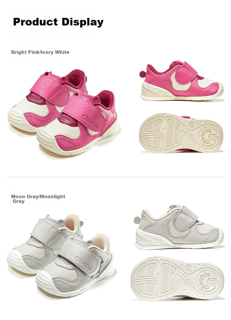 Ginoble Baby Walking Shoes, Spring And Autumn Style, Boys And Girls Children's Breathable Functional Shoes, Infant And Toddler Shoes Spring And Autumn GB2465 Bright Pink 7