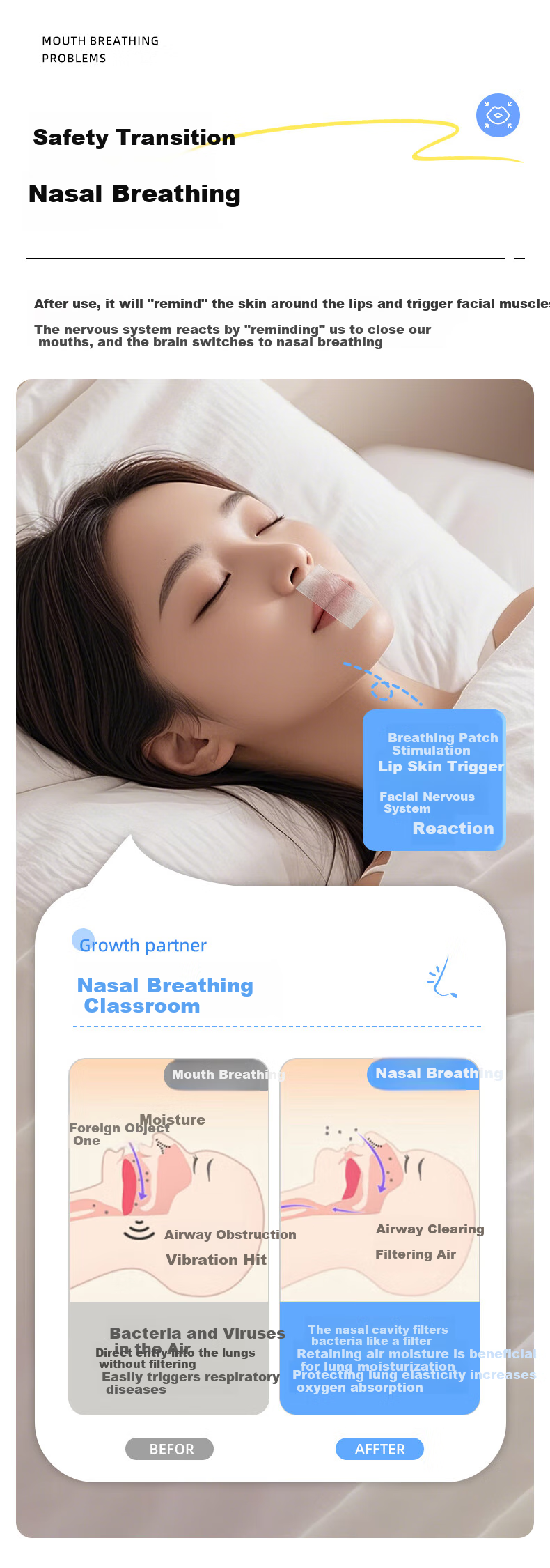 Kangmu Mouth Tape, Nose Breathing Mask, Mouth Sealing Tape for Sleeping 6