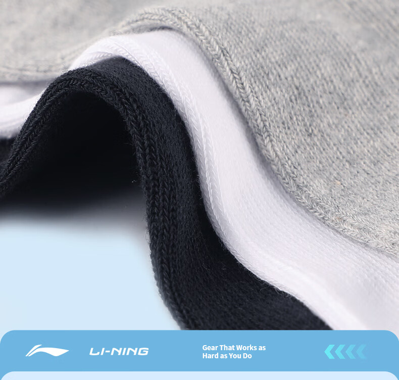 LI-NING Unisex Sports Socks Antibacterial Autumn Winter Running Basketball Badminton Sweat-Absorbing Breathable Mid-Calf Socks 3 Pairs White Gray One Size 3