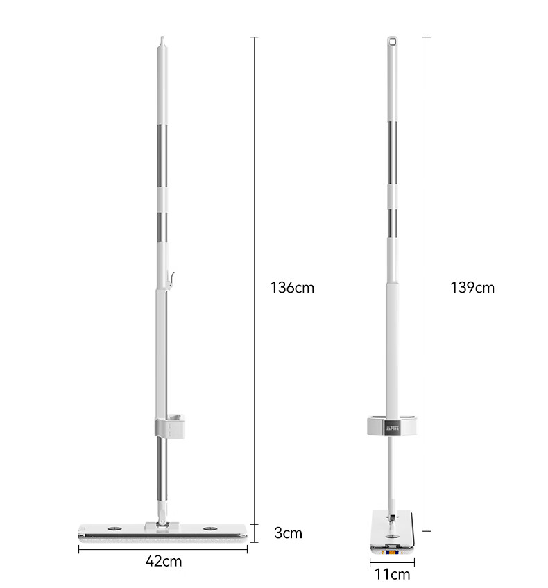 Mayflower Flat Mop 42cm 2 Cloths Household Hands-Free Cleaning Mop 2026 Water-Absorbent Floor Mop 23