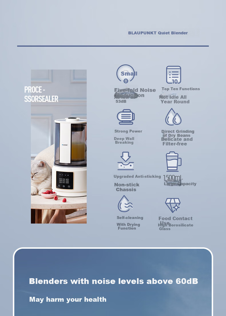BLAUPUNKT 2026 New Titanium Blender Soy Milk Maker Home Juicer Fully Automatic No-Cook Quiet Low-Noise Self-Cleaning Programmable Titanium Base Multifunctional Food Processor 02T 1