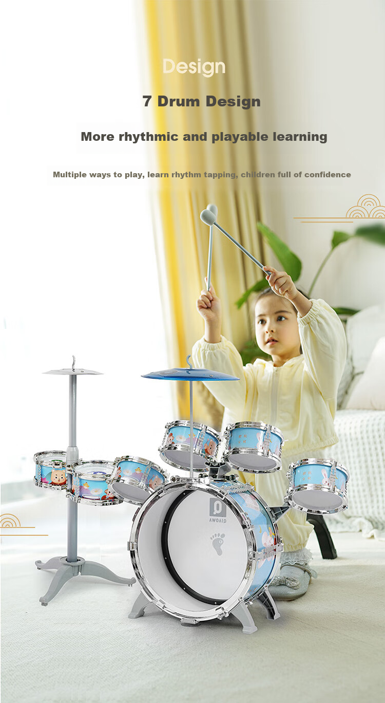 QIAO WA BAO BEI Kids Drum Set Children's Gift Toy for Ages 1-5 Birthday Present for Boys and Girls Early Education New Year Toy 12