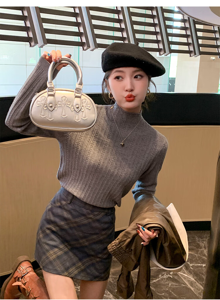 YUZHAOLIN Apricot Half Turtleneck Base Shirt Women's Little Chanel Style Inner Wear 2025 Autumn Winter New Sweater Knit Top 12