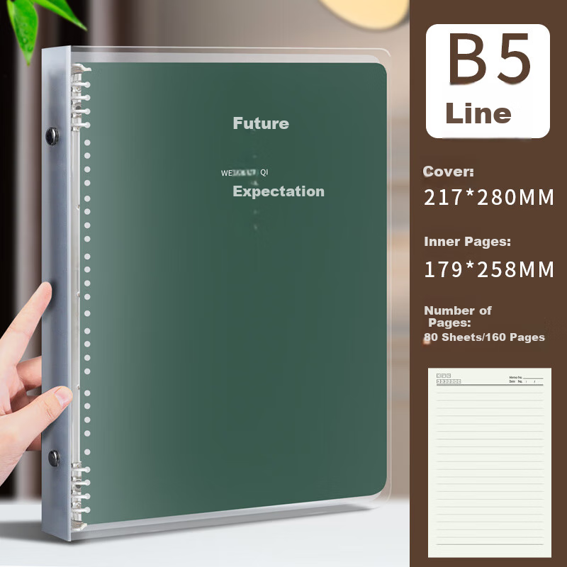 Faramon B5/80 Loose-Leaf Notebook, Comfortable to Hold, Detachable And Replaceable Inner Pages, Thickened for Students' Research And Exams, Error Correction Booklet, B5 Ruled - Looking Forward to The Future