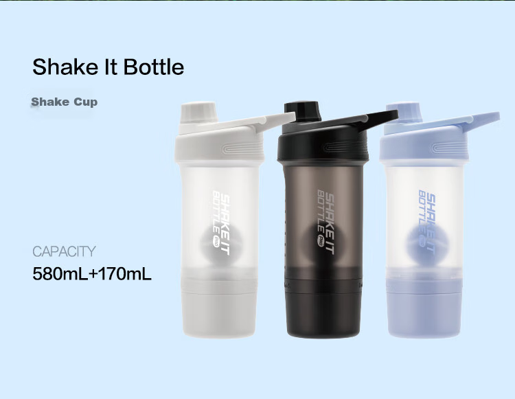 LOCK&LOCK Sports Shaker Bottle with Individual Storage Box, Portable Plastic Cup, Fitness Tea Water Bottle, Gray (580mL+170mL) 2