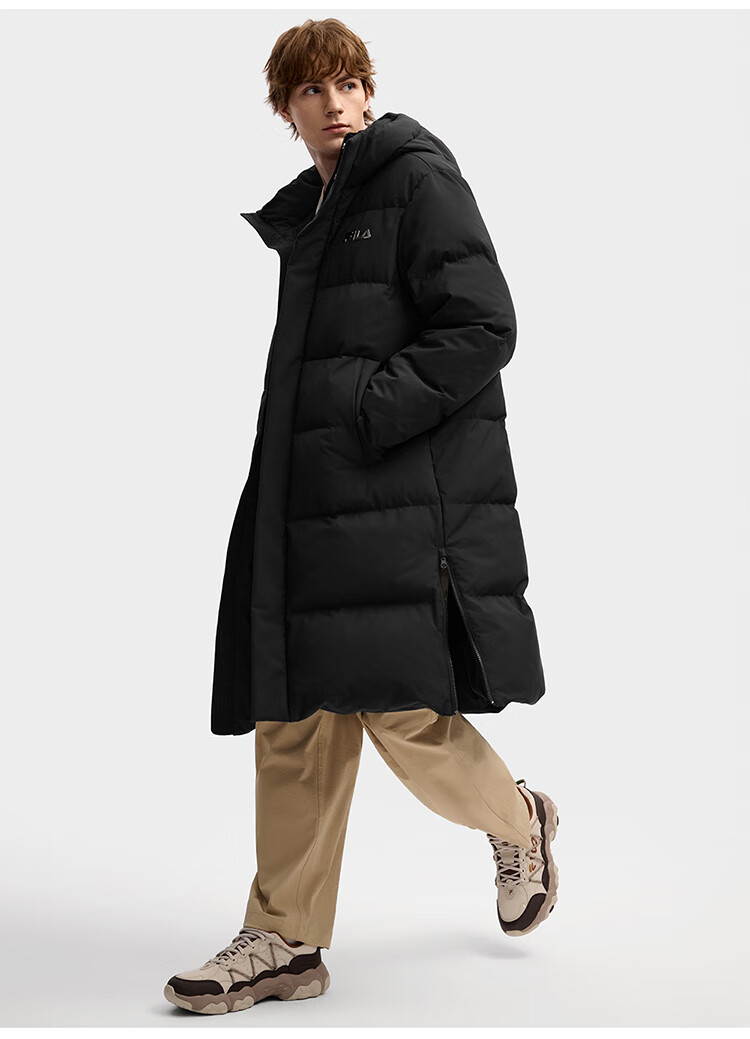 FILAFILA Official RGB Long Down Jacket 2025 Winter Couples Hooded Cold-Resistant Warm Coat 34