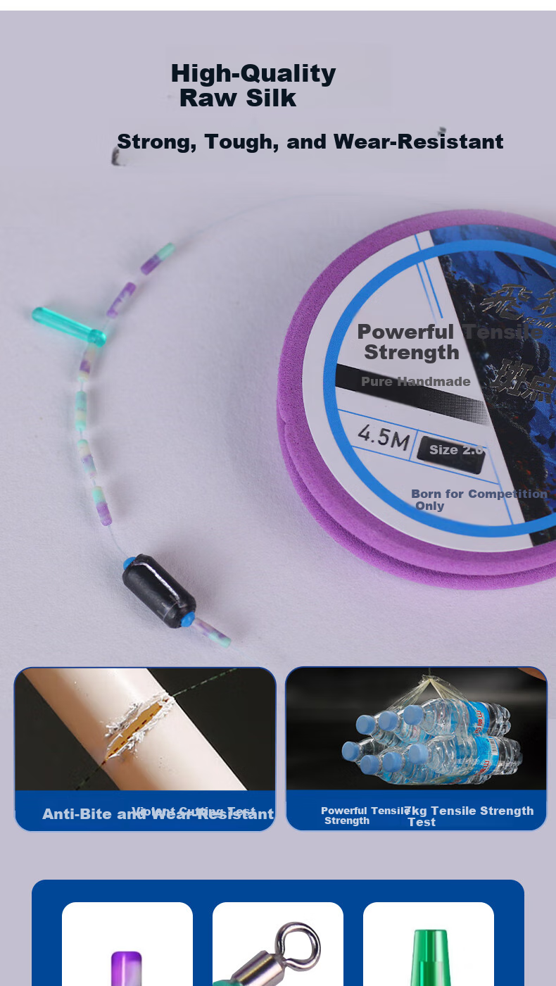 Feimiao Precision-Tied Main Line Set, 3.6 Meters, Size 1.5, Handmade Finished Product, Spotted Line Set, Invisible Blue And White Porcelain Silicone Space Bean Lead Skin Float Seat, Figure-Eight Ring Main Line Loop, Fishing Convenient Line Set 3