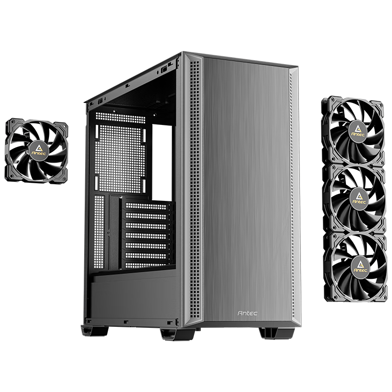 Antec P7 S Advanced Edition Mid-Tower PC Case Silent Side Panel Noise Reduction with 4 PWM Fans Three-Sided Sound Absorption Supports 360mm Water Cooling