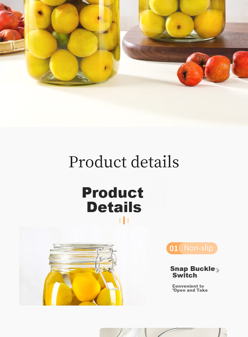 Baijie Glass Storage Jar, Airtight Container for Liquor Infusion, Glass Bottle for Honey, Canned Food Jar, Pickle Jar, 1500ml*2 8