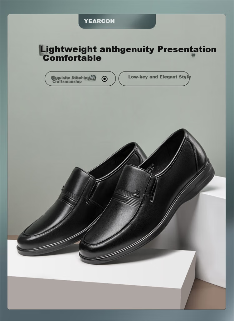 Yierkang Men's Slip-On Comfortable Business Casual Dad Loafers Leather Shoes Single Shoes for Men, 97973W, Black, Size 39 8
