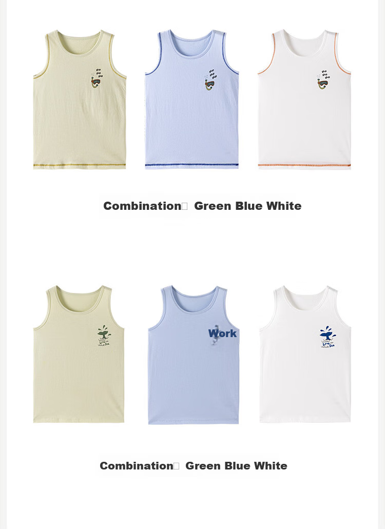 Dingguagua Boys' Pure Cotton Tank Top, Thin Style, Children's All-Season Undershirt, Spring And Summer Boys' Undershirt, Four Seasons Small Vest, Style Four 110 9