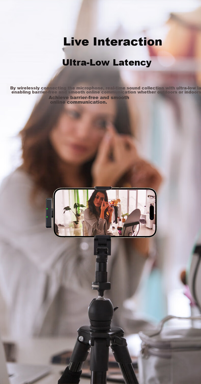 Haomuren Wireless Lavalier Microphone, Dual-Channel Audio Pickup, Outdoor Noise Reduction, TikTok Live Streaming, Video Recording Sound Card, Live Streaming Equipment, Voice Recording, Computer And Mobile Phone Compatible 6