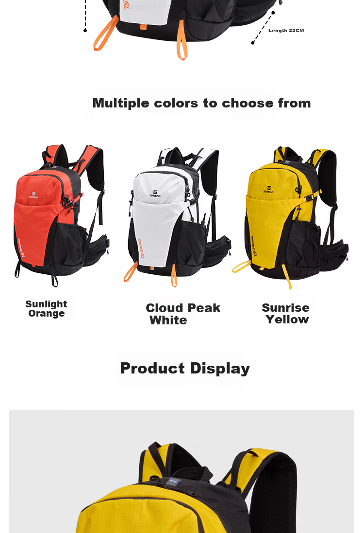 TOREAD Hiking Backpack, Professional Outdoor Travel, 30L Capacity, Lightweight Sports Backpack, Breathable Schoolbag, Yunfeng White 10