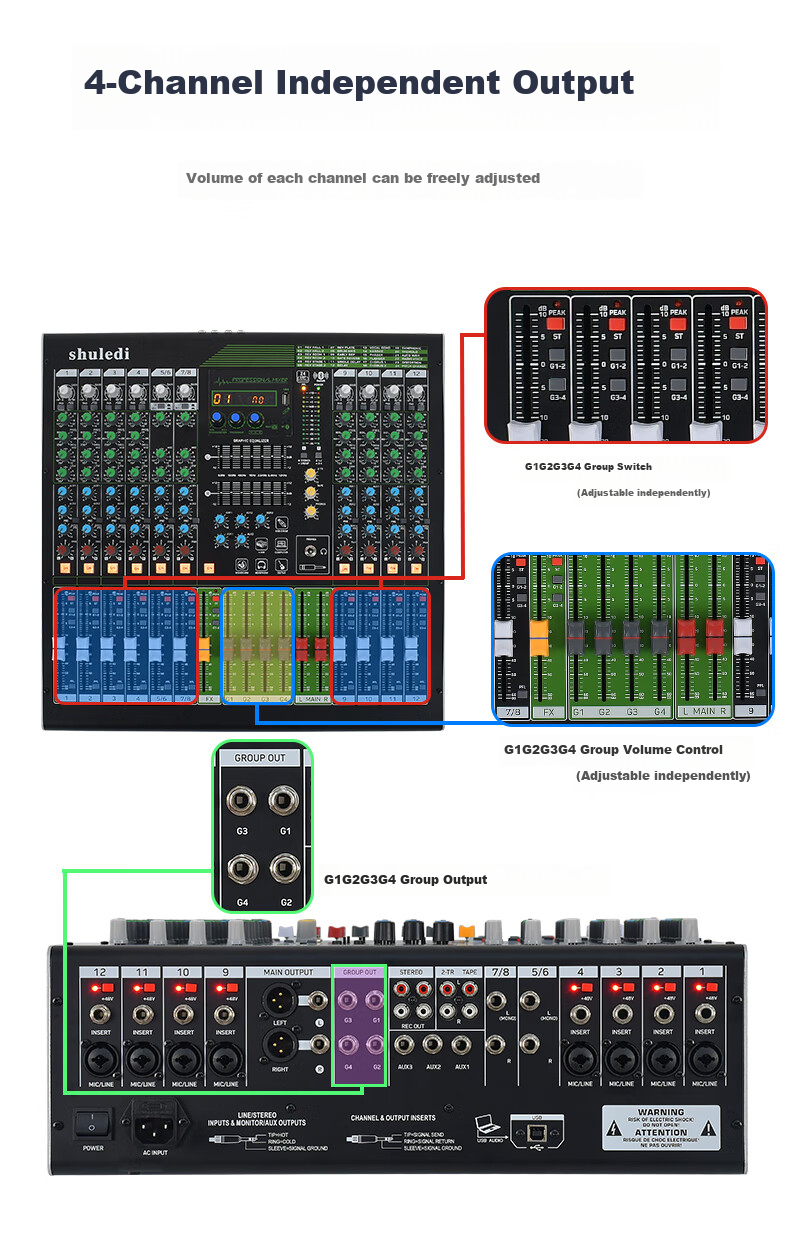 Shuledi SU-60 Domestic Digital Mixer with 8 Channels, Conference Sound System, Specialized Mixing Console for Meetings, KTV Audio with Reverb, DSP Effects Equalizer for Bars And Stage Performances 8