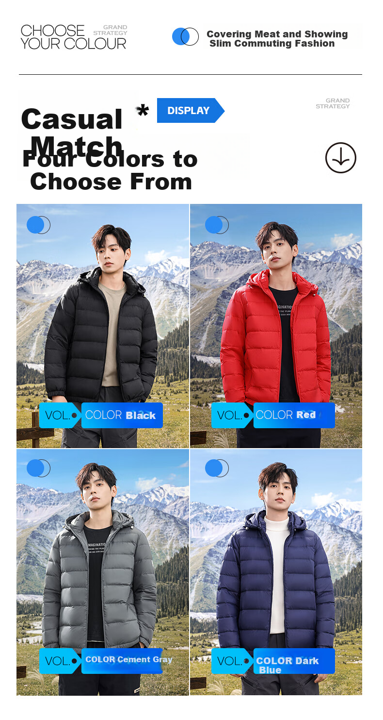 SNOWFLYING 90% Down Lightweight down Jacket for Men with Detachable Hood, Autumn And Winter Fashion Casual Short Warm Coat 170 7
