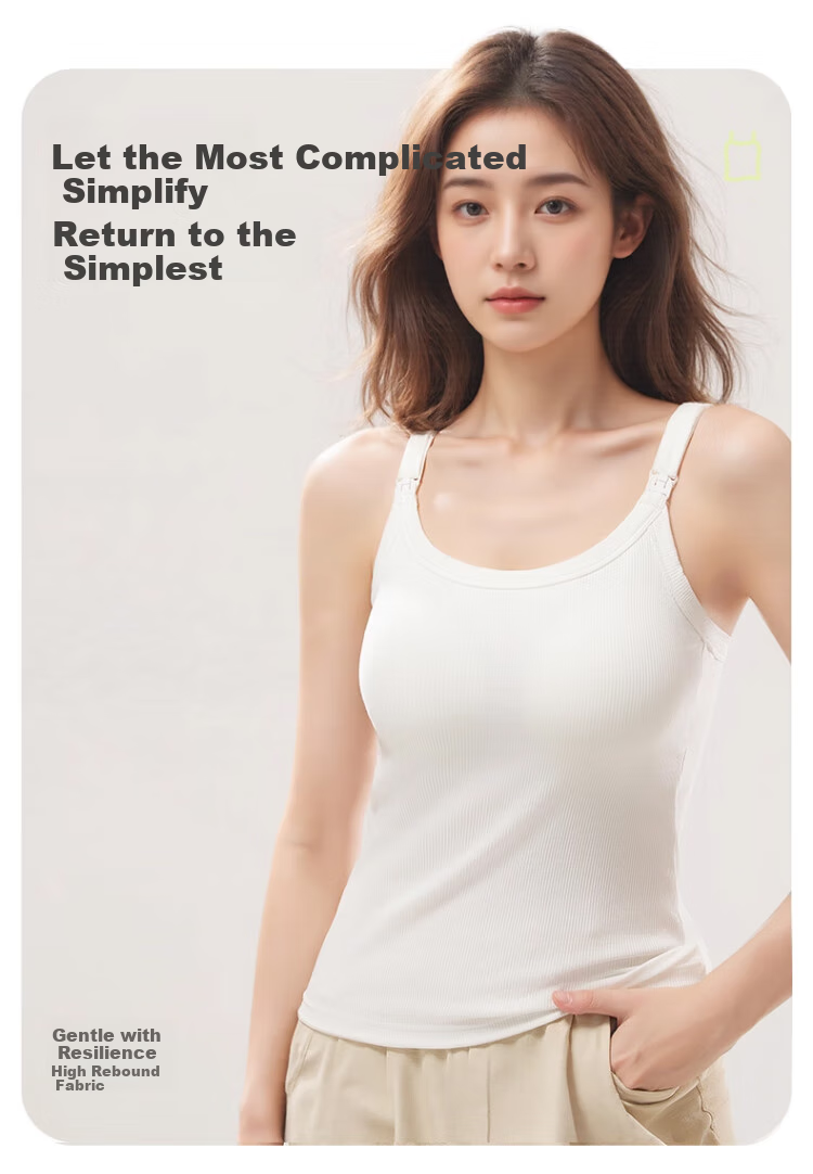 LangSha Nursing Camisole, Summer Thin Style, Wearable Outside, No Bra Needed, Postpartum Breastfeeding Specific, with Chest Pads, Maternity Underwear 4