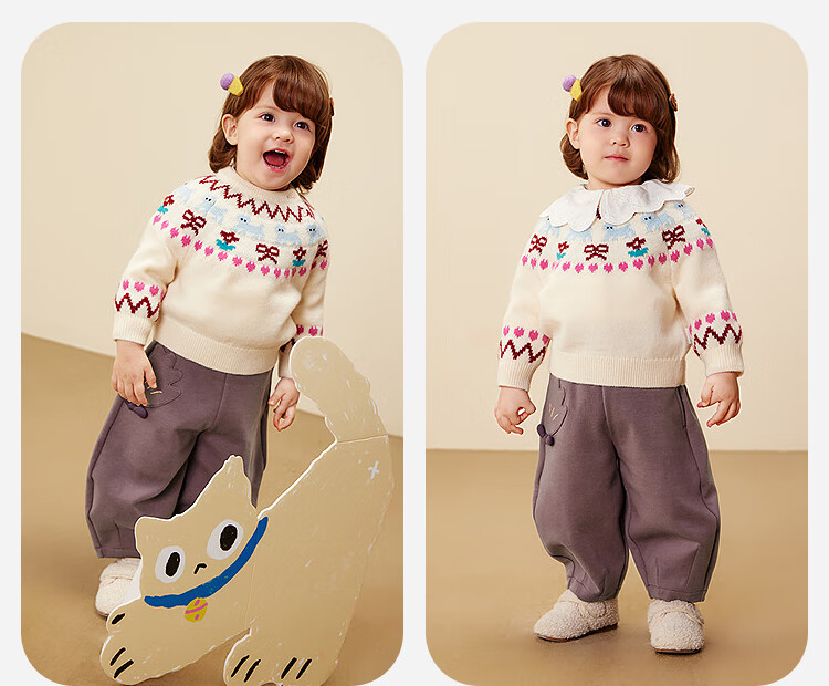 Minibala [Parent-Child Artist Collaboration] Unisex Kids and Adults Sweater 2025 Winter Cute Festive Red Christmas Jumper 6