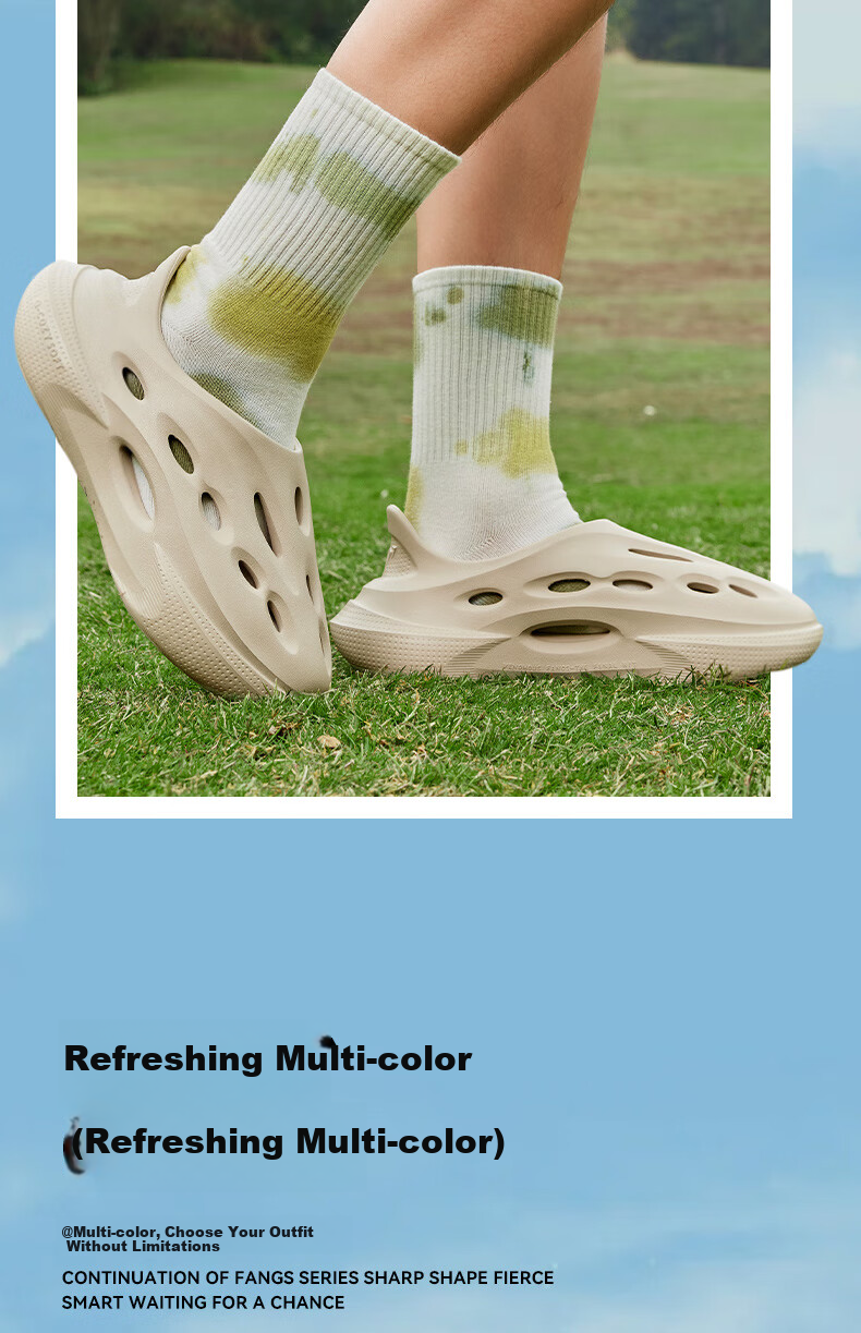 QIAODAN Crocs-Style Perforated Shoes for Men, Summer Breathable Soft Elastic Casual Sandals, Outdoor Beach Sports Slippers 12