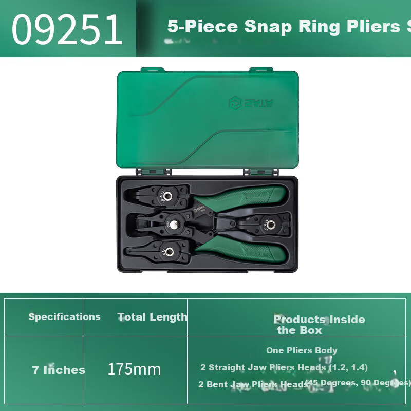 SATA Spring Pliers, Dual-Use Internal And External, Four-In Multifunctional, 5-Piece Spring Pliers Tool Set, 09251