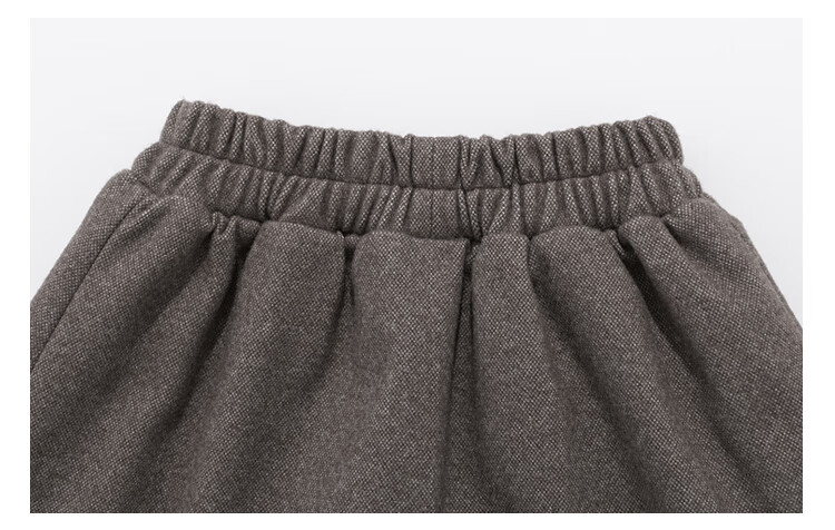 LUOBOBEIBEI Girls' Pleated Skirt, 2024 Autumn And Winter Korean Style Children's Preppy Style Girls' Woolen Midi Skirt, Khaki Color, Size 110 12