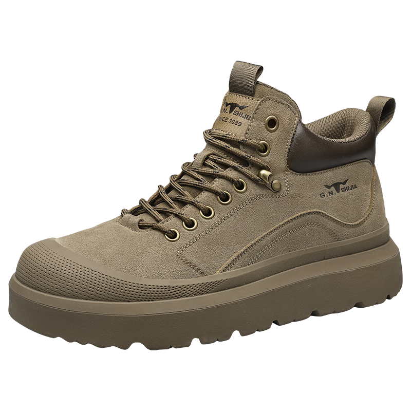 Bull Family Martin Boots Men Autumn Winter New Retro Fashion Round Toe Work Boots Outdoor Thick Sole High Top Shoes