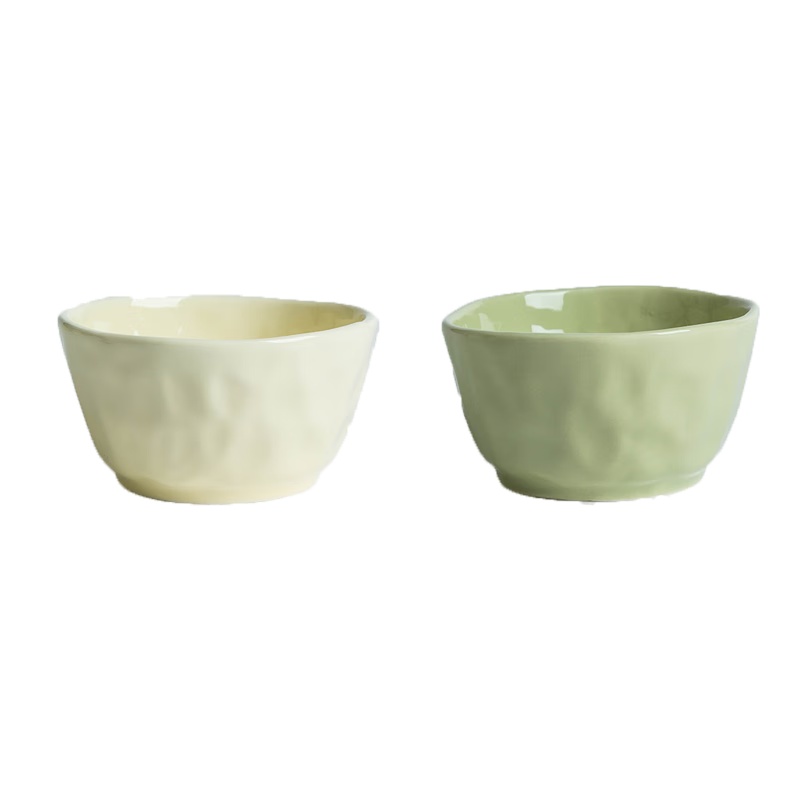 Haoya Underglaze Color Ceramic Tableware Set, 6-Inch Mixed Color Cream Style Noodle Bowls, 4-Pack