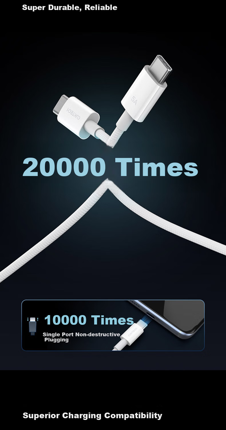 CUKTECH Kuteke Charging Cable, Type-C Data Cable, 240W High-Power PD3.1 Fast Charging, 5A Data Transfer, Suitable for Xiaomi, Apple 18/17, Huawei Phones And Laptops 4
