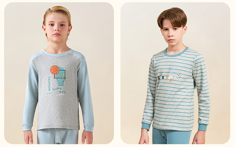 Me feeling Children's Autumn Cotton Underwear A-Class 100% Pure Cotton Boys' Pajamas Thermal Base Layer Set for Older Kids 13