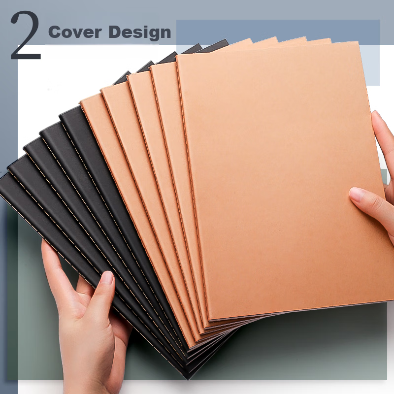 Jinzhi A4 Notebook, Homework Book, 5 Packs, A4 Size, 200 Sheets, Kraft Paper Notebook, Lined Notebook, Stitched Notebook, Sewn Journal, Soft Cover Student Record Book 4