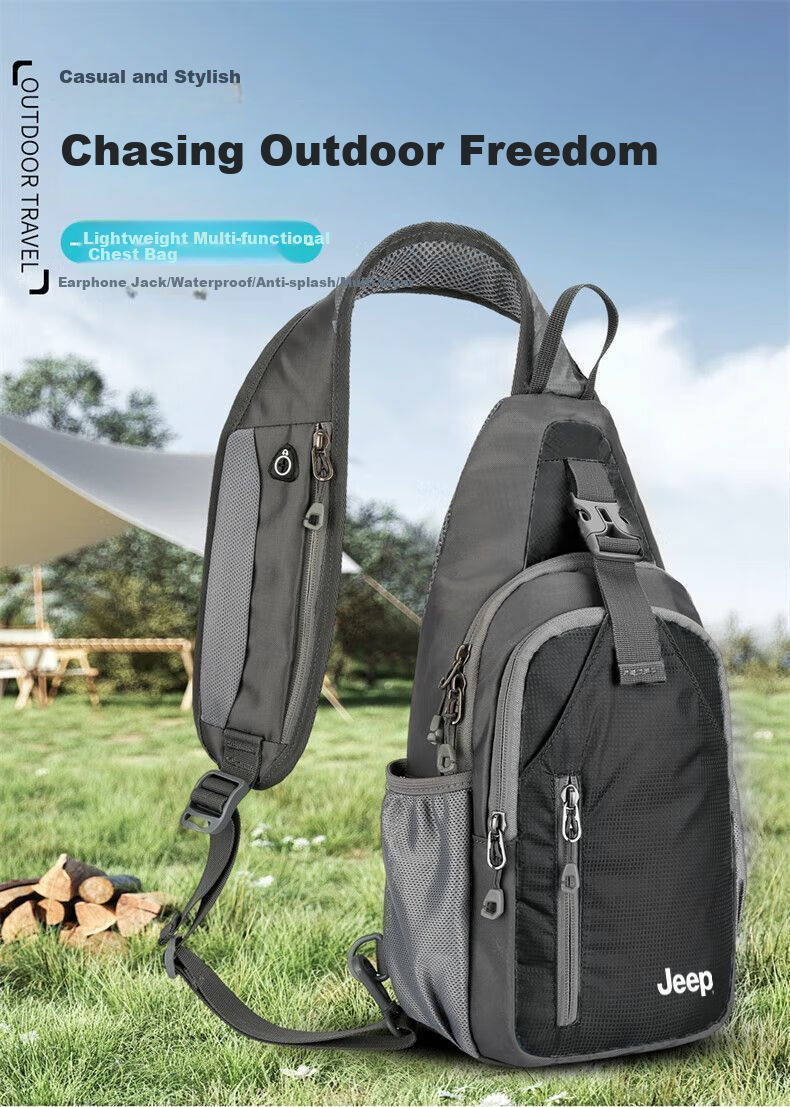 JEEP Crossbody Bag for Men, Outdoor Sports Backpack, Large Capacity Shoulder Bag, Casual Commuter Water-Resistant Phone Pouch 1