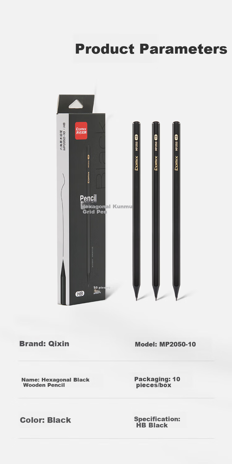Comix 10-Pack HB Green Barrel Black Wood Pencils Triangular 3.2mm Thick Lead Core Break-Resistant Student Art Sketch Drawing Writing Practice Back-to-School Gift MP2052 9