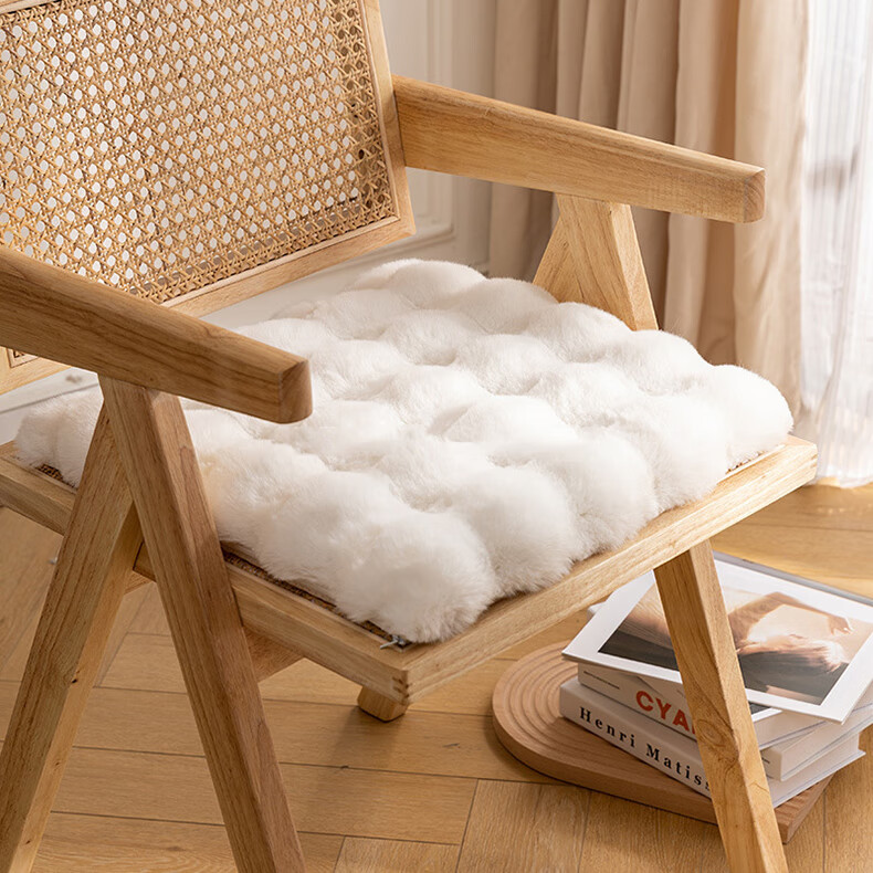 AVIVI Chair Cushion for Students' Office, Long-Sitting Car Seat Pad, Winter Plush Mat, Bay Window Pillow, 40*40 Cm, Milk Rabbit Coffee Color 1