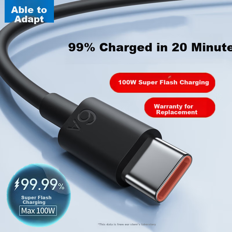 Кабель Nengshi Type-C, 6A, 100W, для Huawei, Honor, OPPO, Xiaomi, Android, 1.5 м, черный