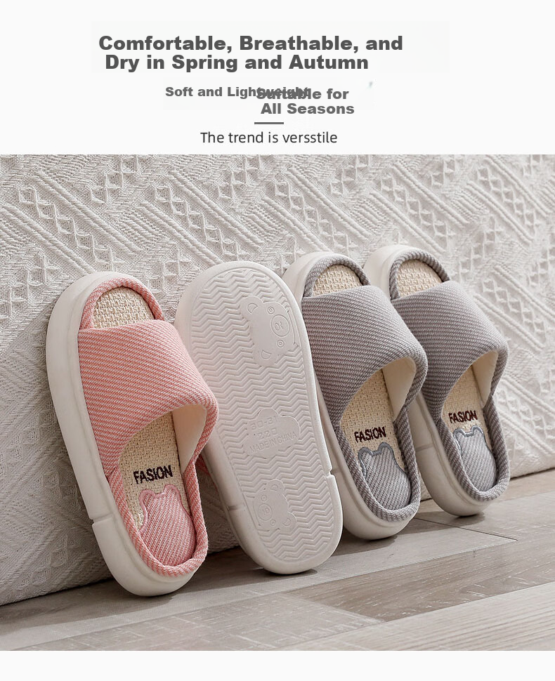 Guoluofi Children's Linen Slippers Indoor Girls Home Non-Slip Four Seasons Boys Spring Autumn Kids Yellow Size 32-33 1