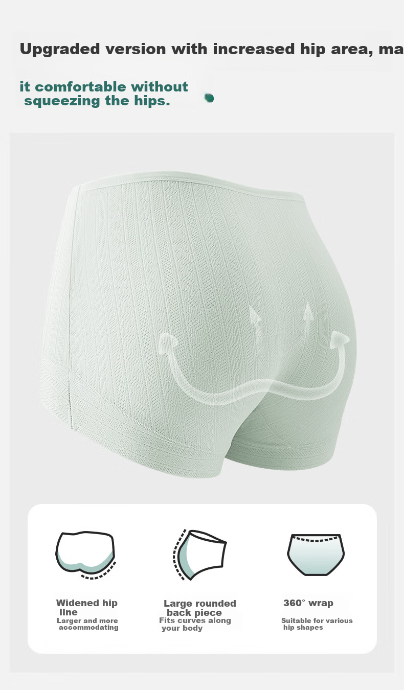 PLANDOO [Prevent HPV] Women's Underwear, 10A Antibacterial Extended Pure Cotton Antibacterial Crotch, High-Waist, Plus Size, Boxer Briefs, L 9